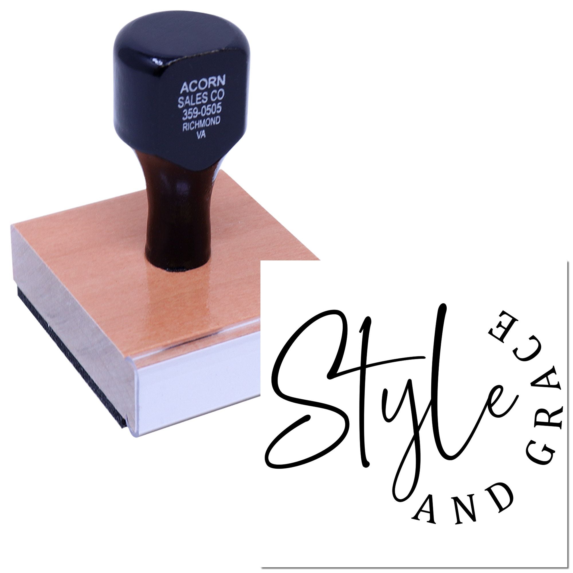 Custom rubber stamp with logo impression for business branding and personalized marking.