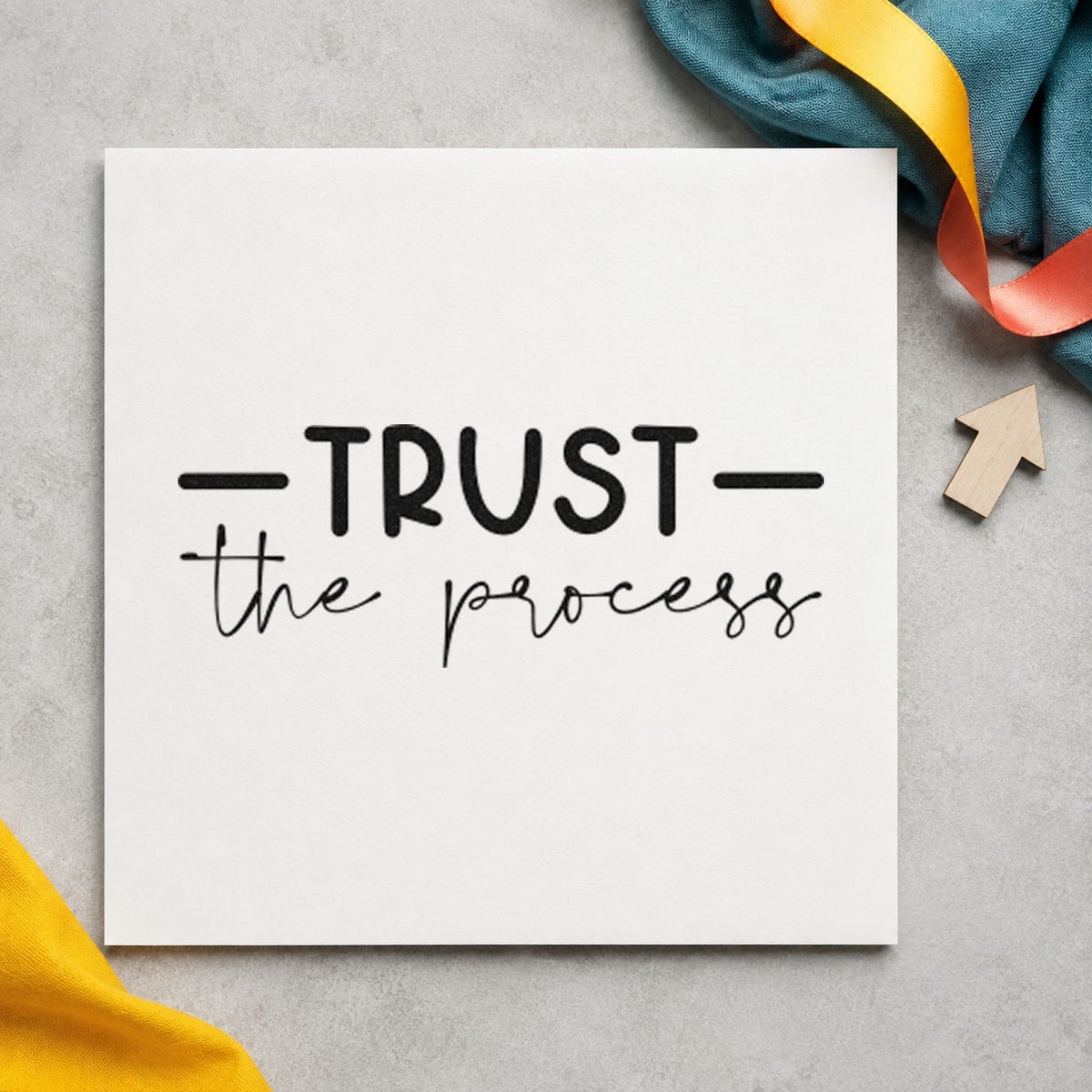 Trust The Process Script Slim Pre-Inked Stamp in use 3