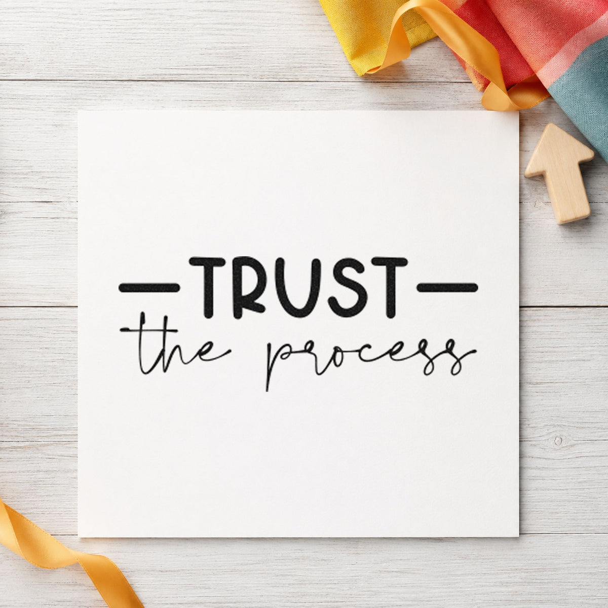 Trust The Process Script Stamp – Duo Hand in use 9