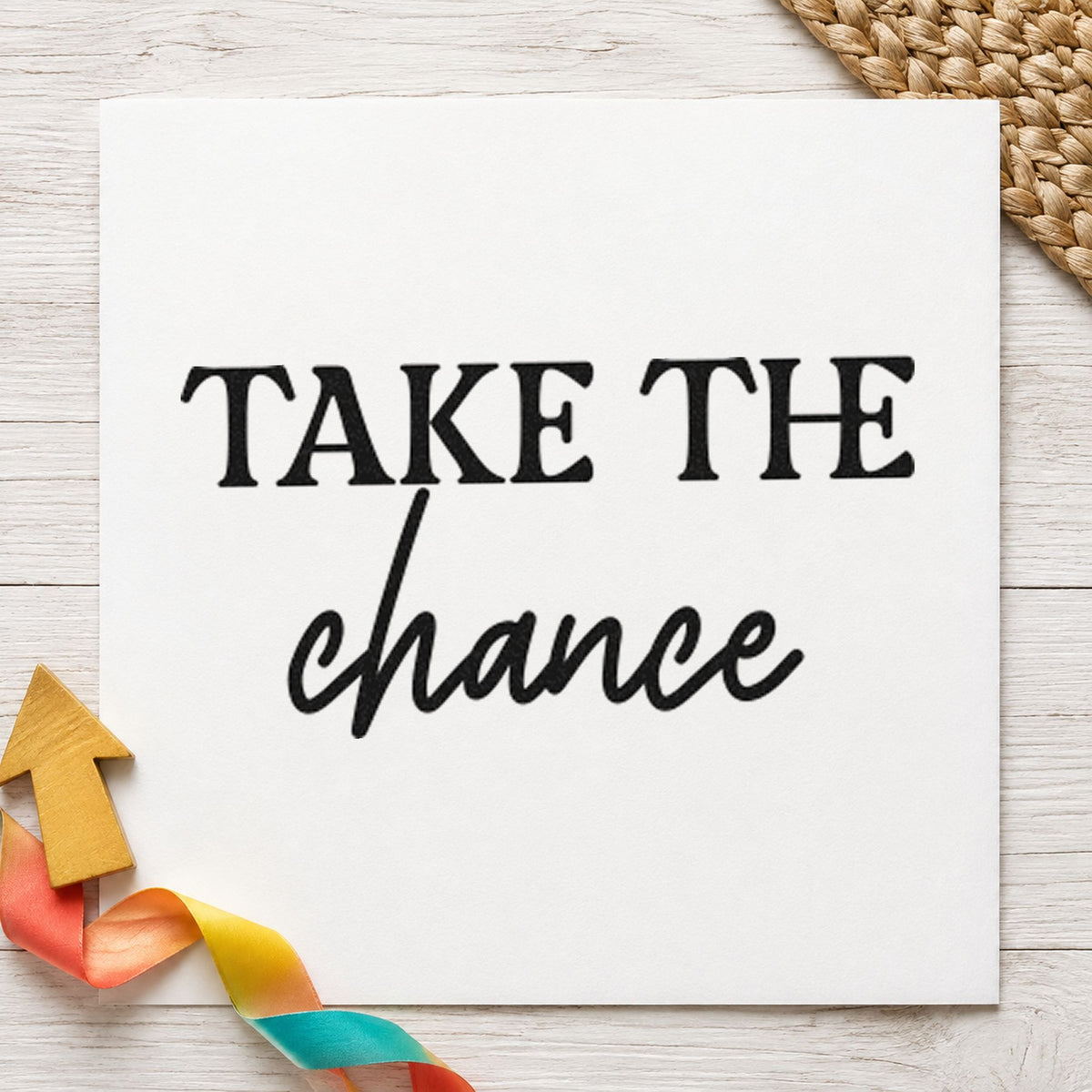 Take The Chance Lettering rubber stamp printed in black ink, ready for episode plan sheet and similar paper crafts.