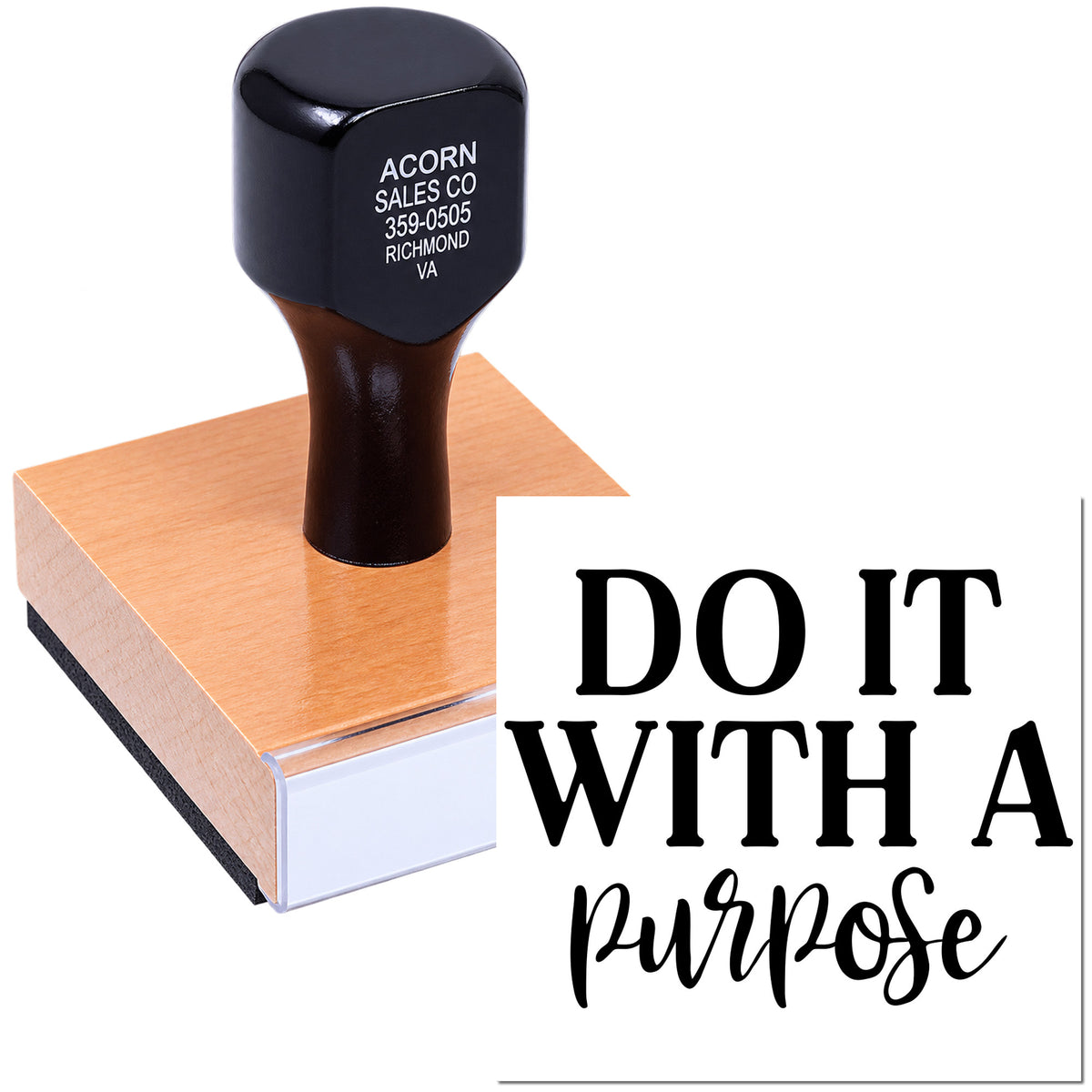 Custom rubber stamp featuring Do It With a Purpose design for branding, crafting, and motivational projects.