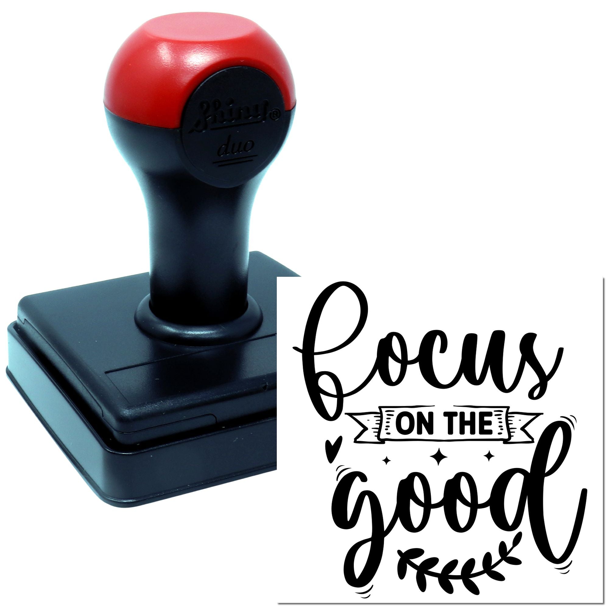Self-inking rubber stamp with focus on the good motivational quote for journals, planners and crafts.