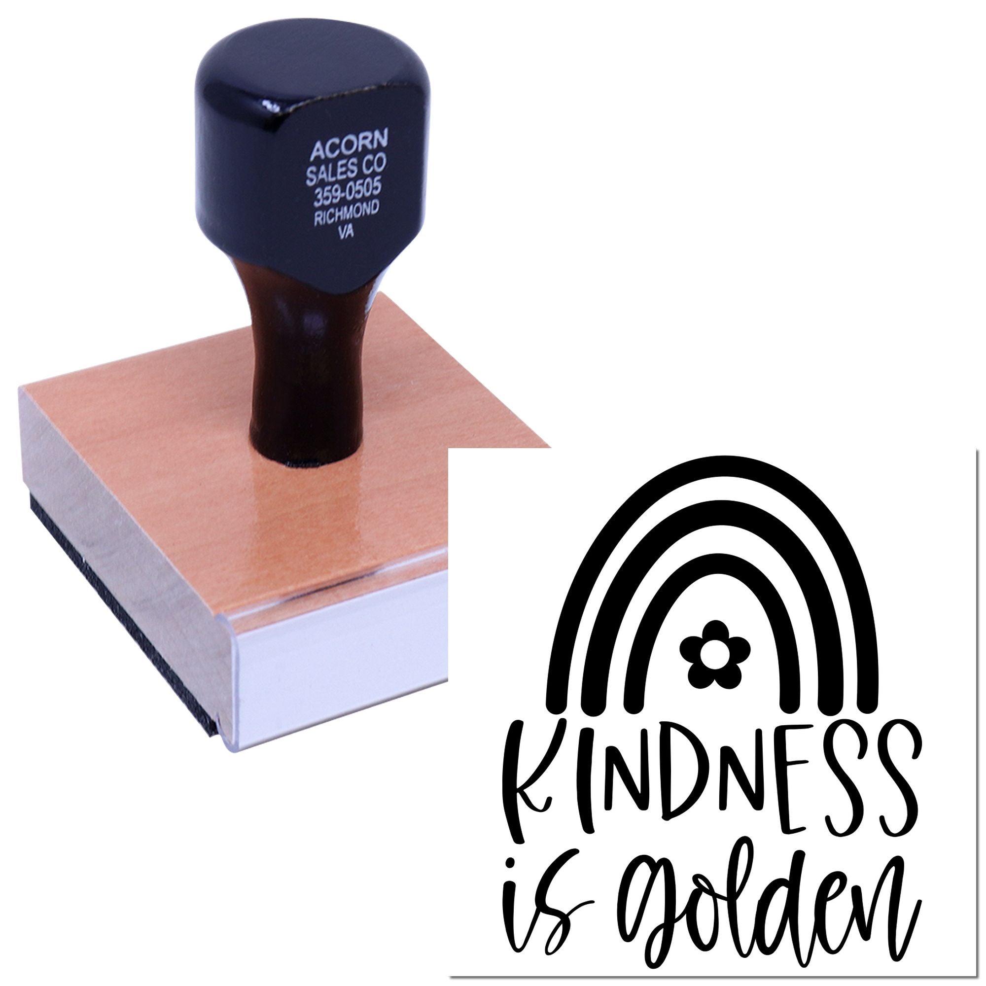 Custom rubber stamp for Kindness is Golden design, ideal for handmade cards, packaging, and inspirational branding.
