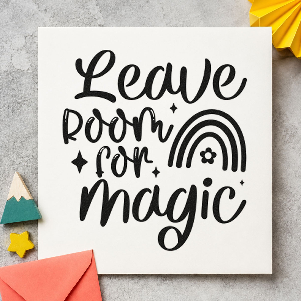 Duo Hand Leave Room For Magic Rainbow Rubber Stamp in use 10