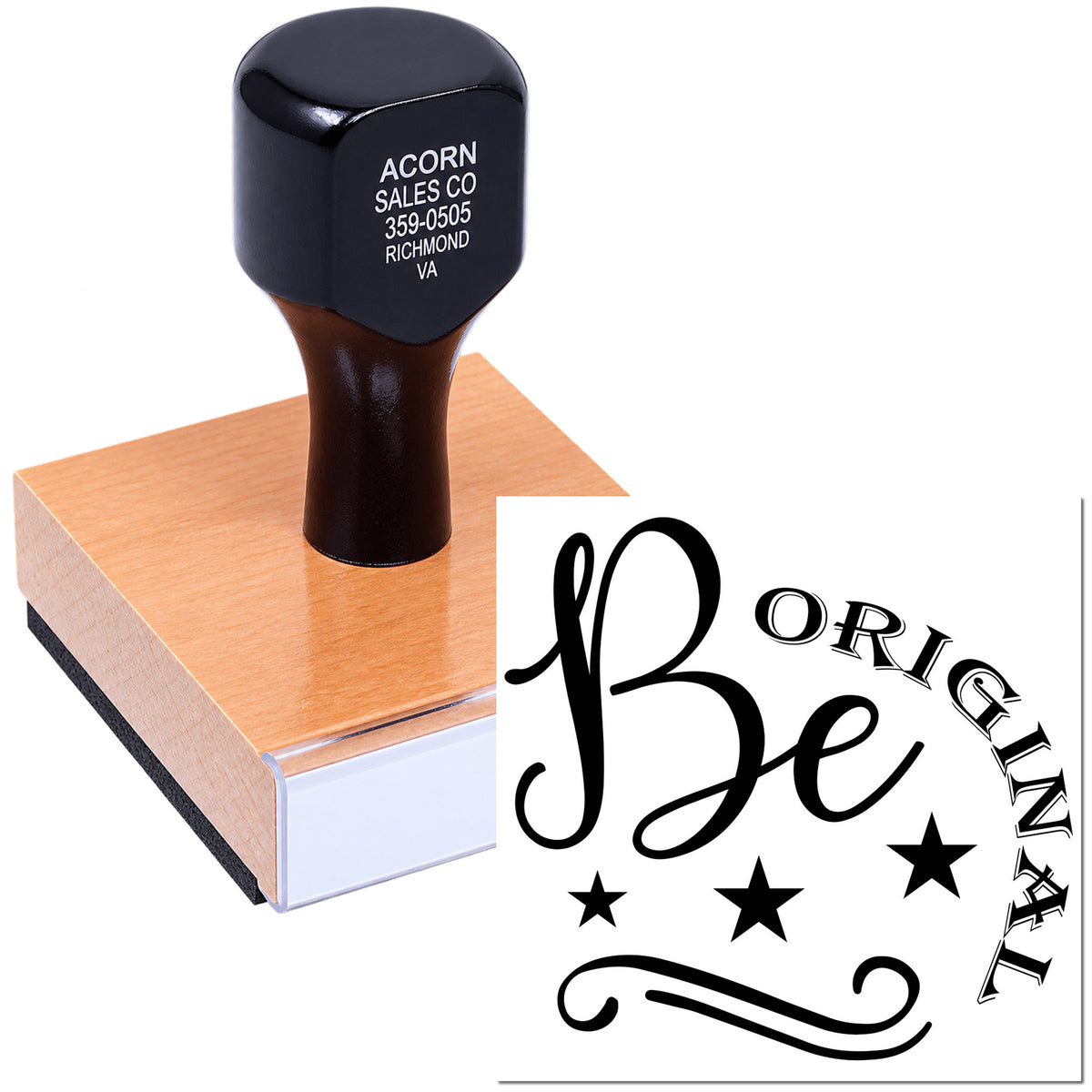 Custom rubber stamp featuring a decorative monogram design for personalized stationery, branding, and craft projects.