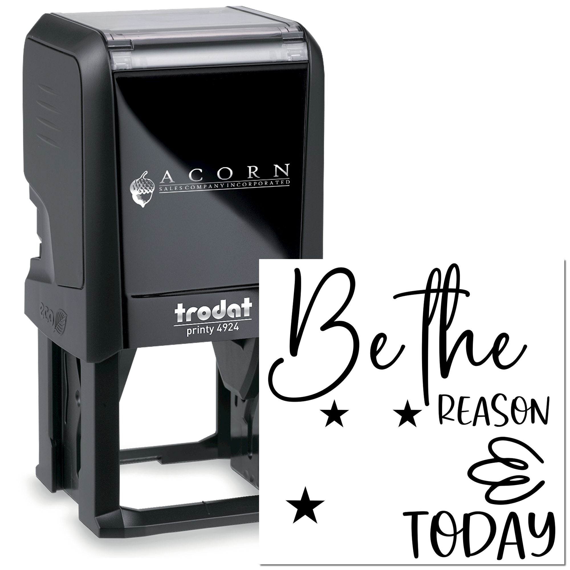 Custom self-inking rubber stamp with Be the reason someone smiles today motivational quote design