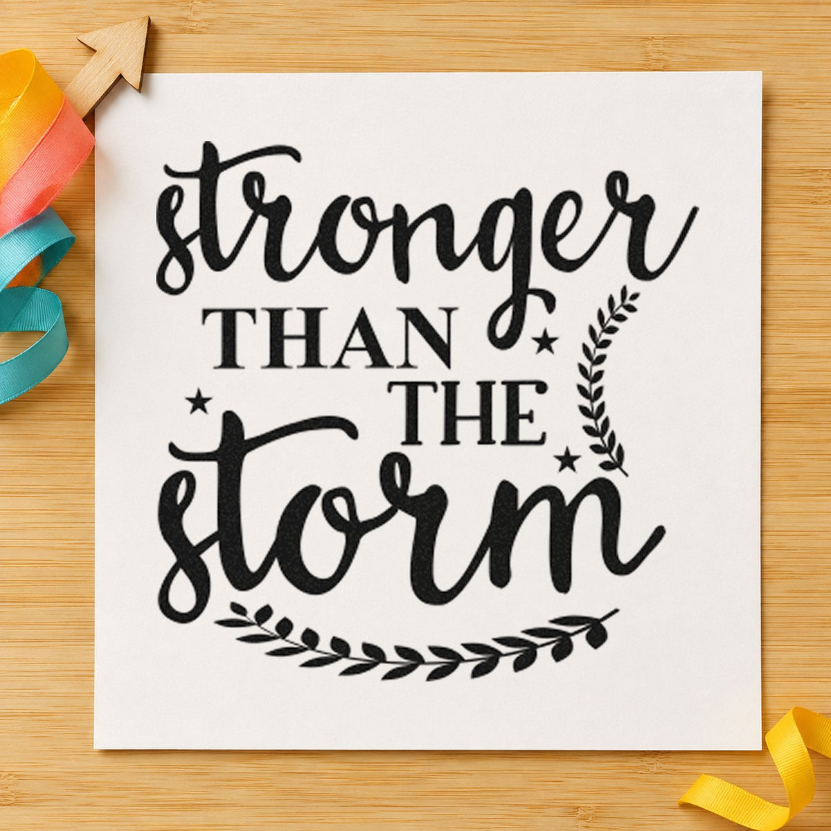 Self-Inking Stronger Than The Storm Leaves Stamp in use 4