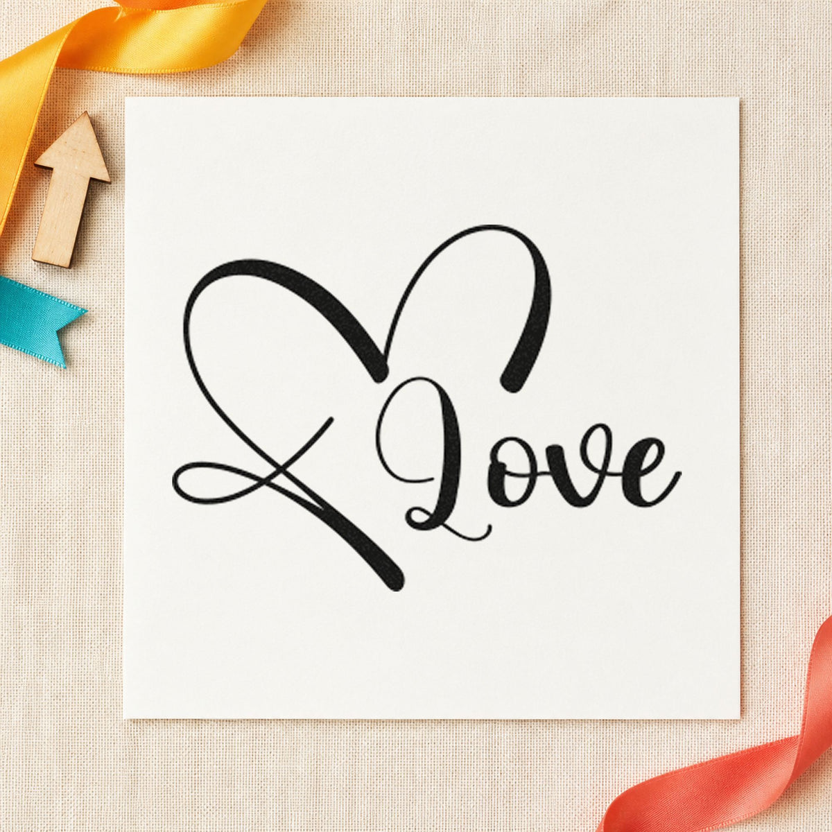 Love Heart Outline rubber stamp printed in black ink, ready for month plan sheet and similar paper crafts.