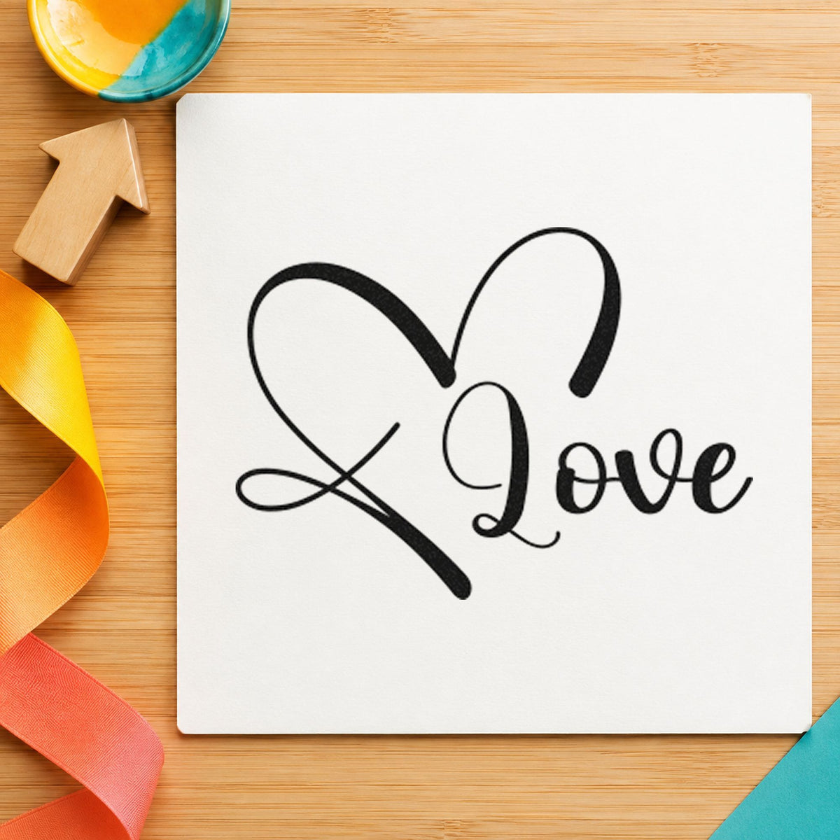 Love Heart Outline rubber stamp printed in black ink, ready for loose heart cards and similar paper crafts.
