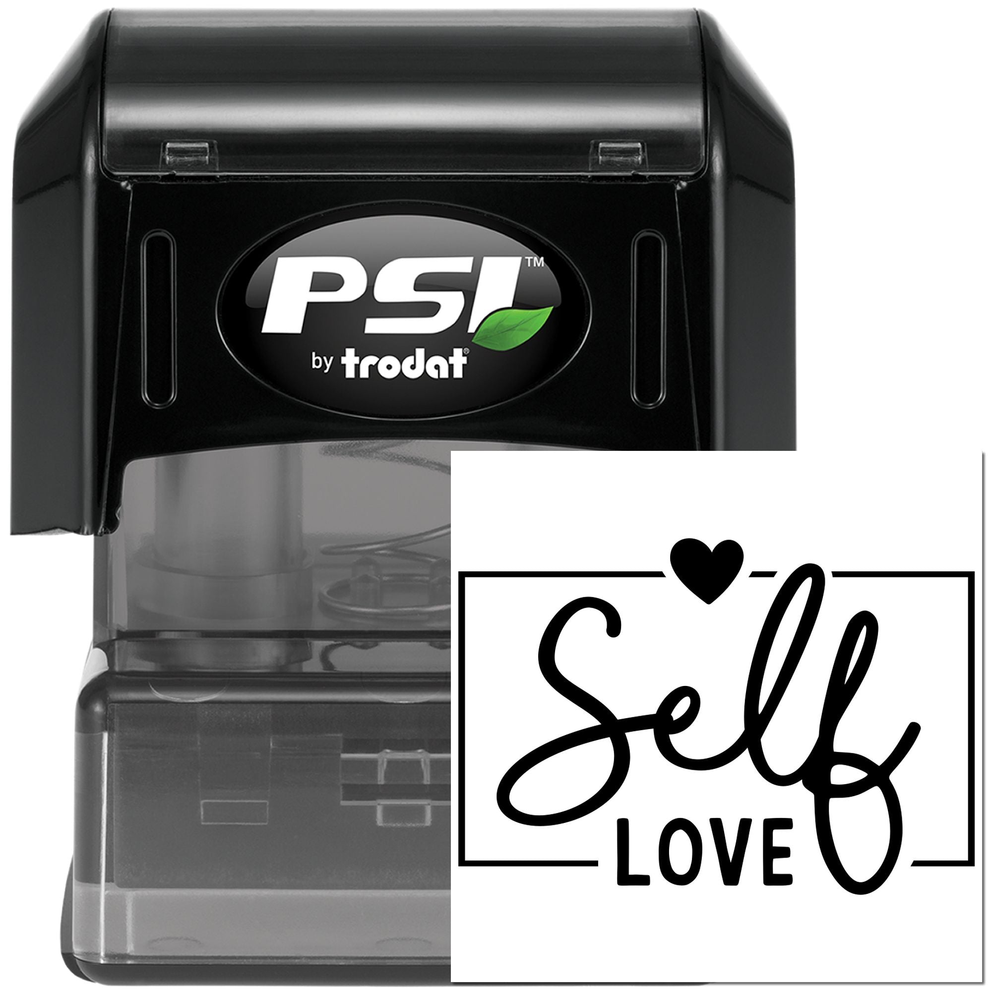 PSI by Trodat self-love rubber stamp with heart design for custom motivational crafts