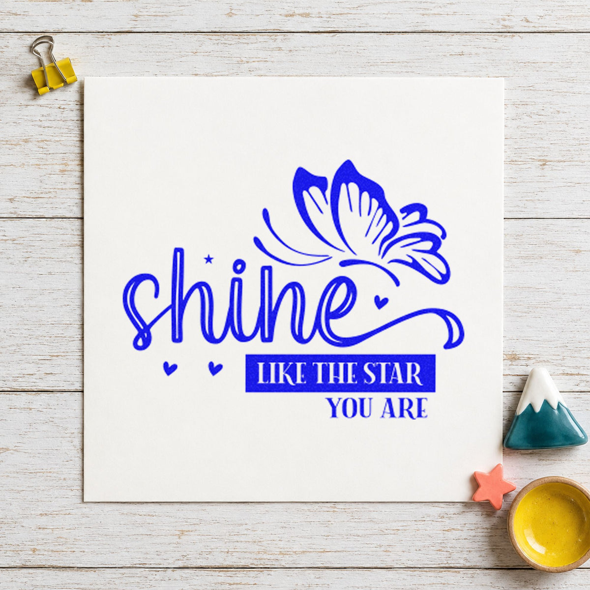 Shine Like Star Butterfly With Hearts Stamp – Self-Inking in use 5