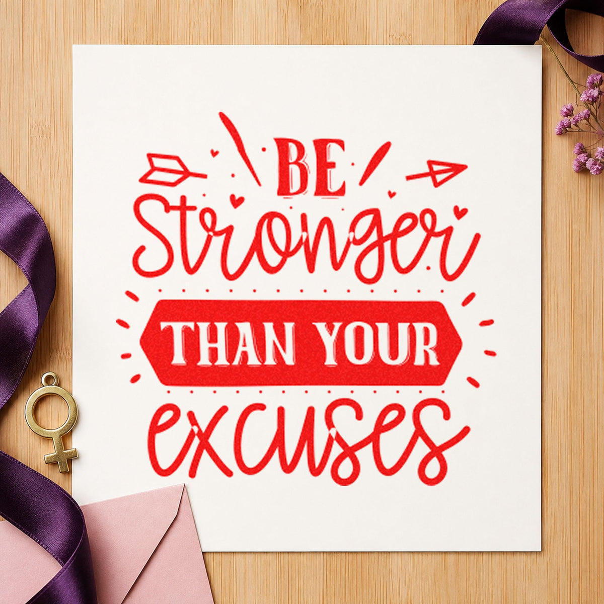 Stronger Than Your Excuses Arrows Self-Inking Craft Stamp in use 8