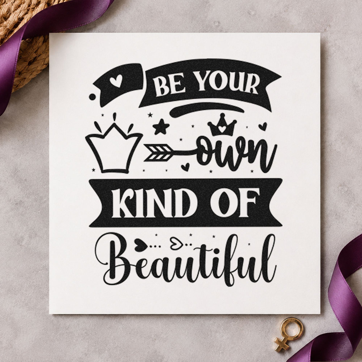 Your Own Kind Of Beautiful rubber stamp printed in black ink, ready for appointment sheet and similar paper crafts.