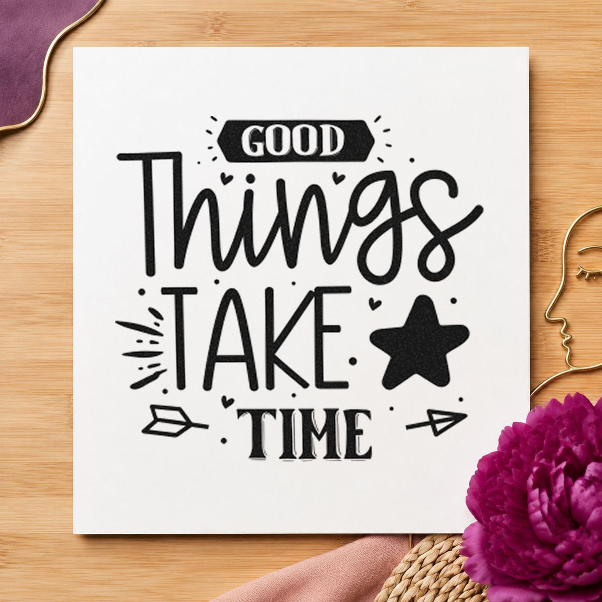 Good Things Take Time Slim Pre-Inked Stamp in use 4