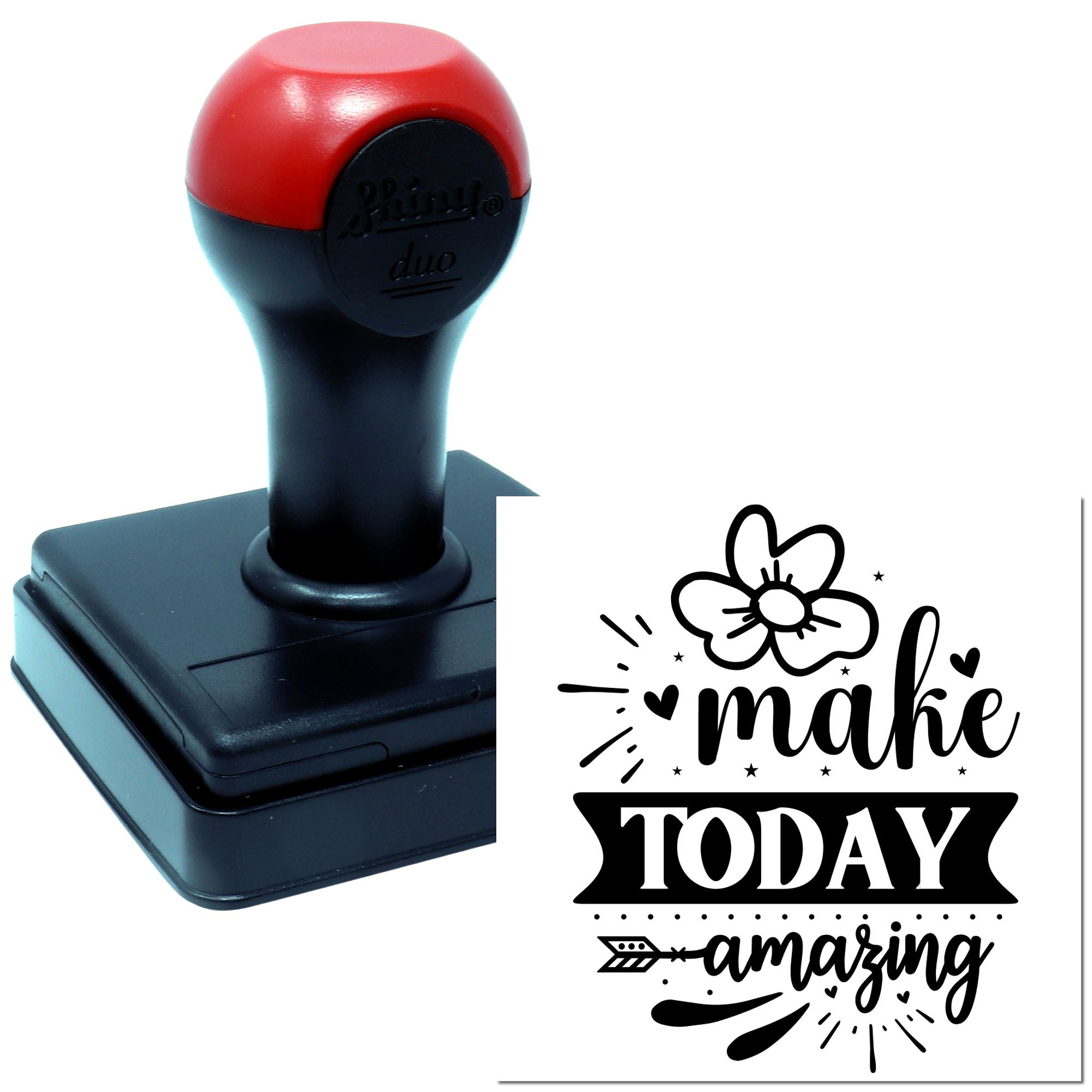 Self-inking rubber stamp with make today amazing floral motivational design for crafts, planners, and stationery.
