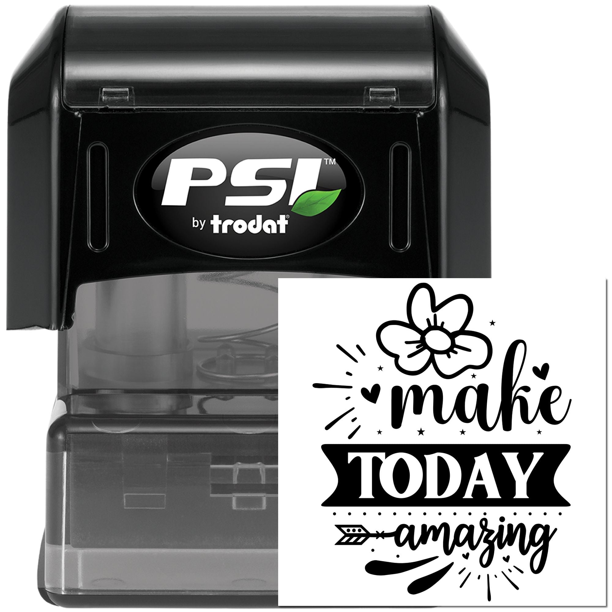 PSI by Trodat self-inking rubber stamp with floral make today amazing design for crafting and labeling