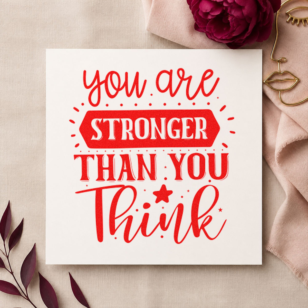 You Are Stronger Than You Think With Stars Wood Handle Stamp in use 8