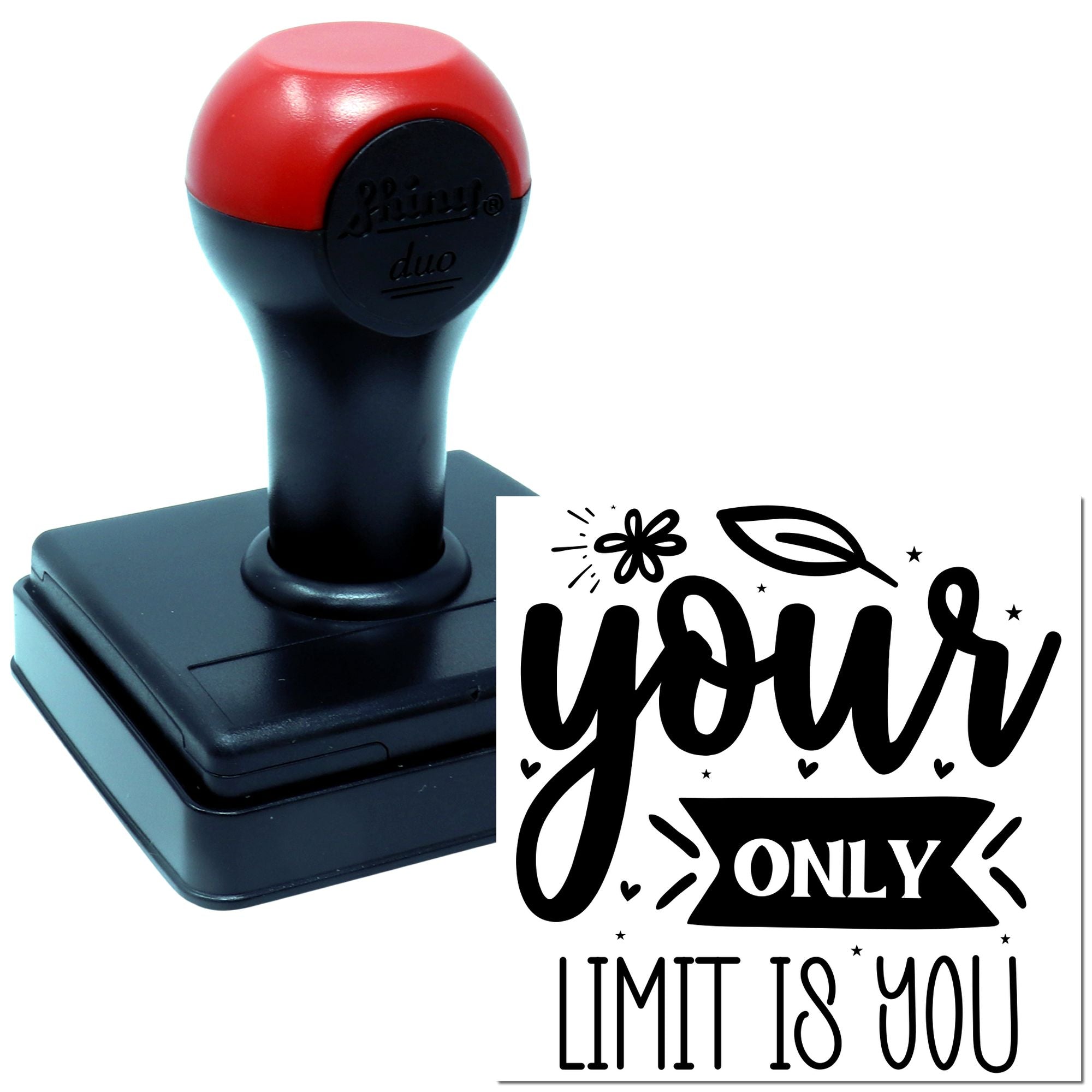 Self-inking rubber stamp with Your Only Limit Is You design for custom crafting, branding, and motivational projects.