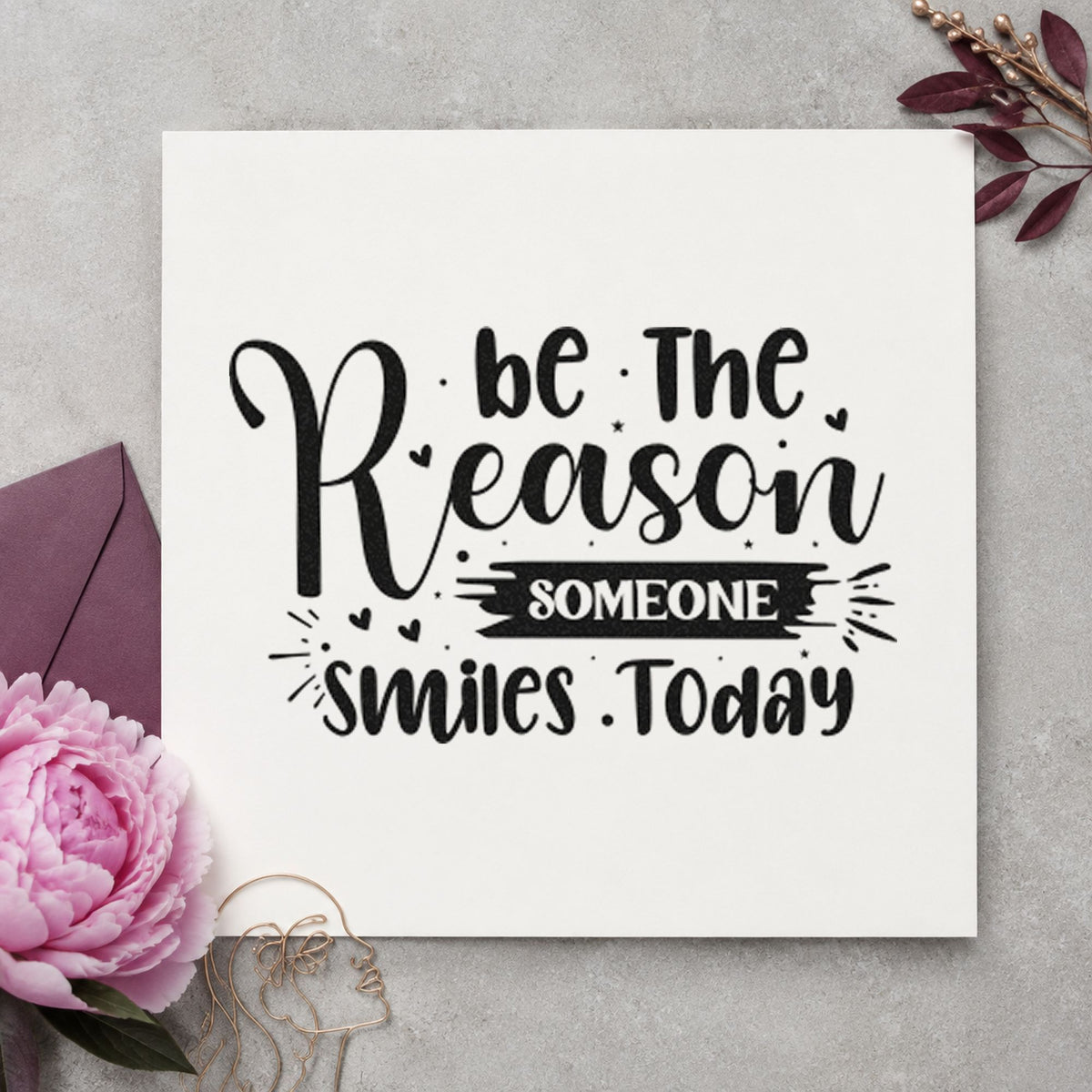 Reason Someone Smiles Today Brush Rubber Stamp – Duo Hand in use 9