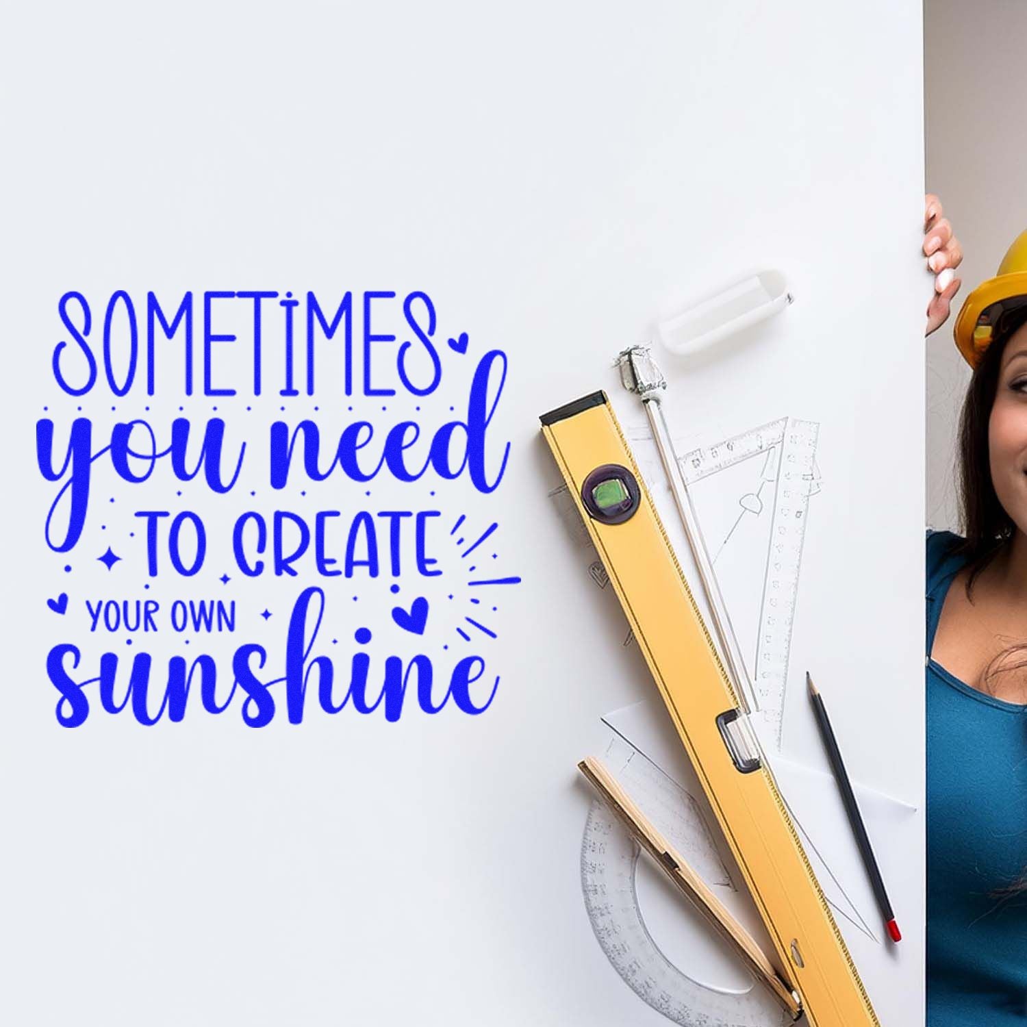 Custom rubber stamp design with inspirational quote, Sometimes you need to create your own sunshine, for crafts and stationery.