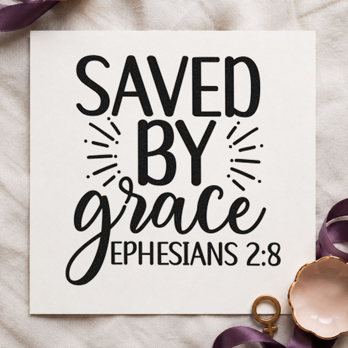 Saved By Grace Ephesians Lettering Pre-Inked Stamp – Slim in use 10