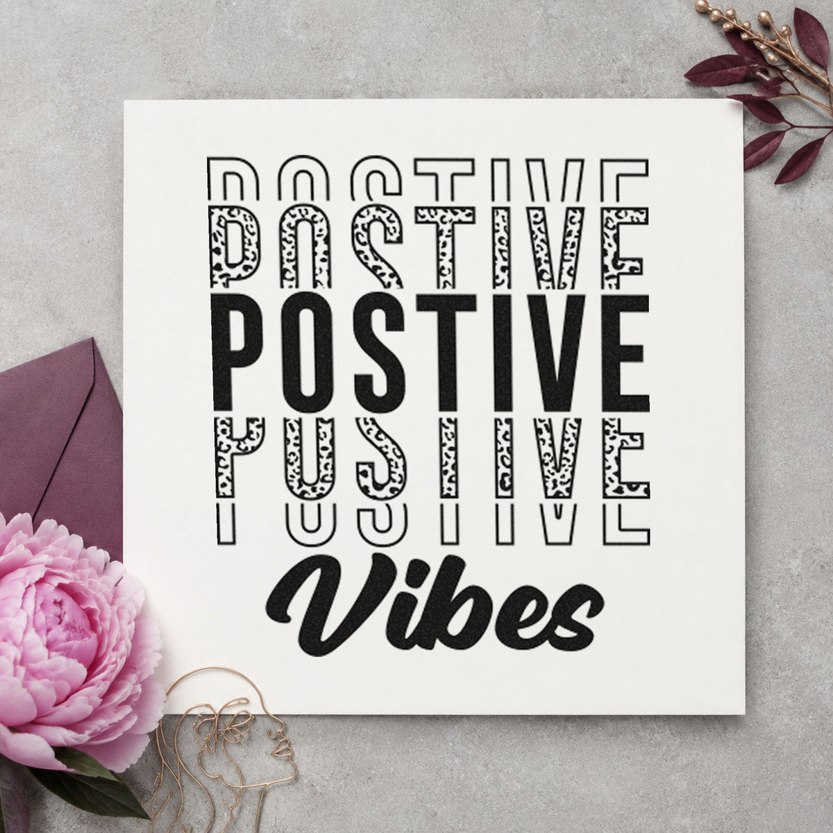 Positive Vibes Repeated Lettering Stamp – PSI Pre-Inked in use 4
