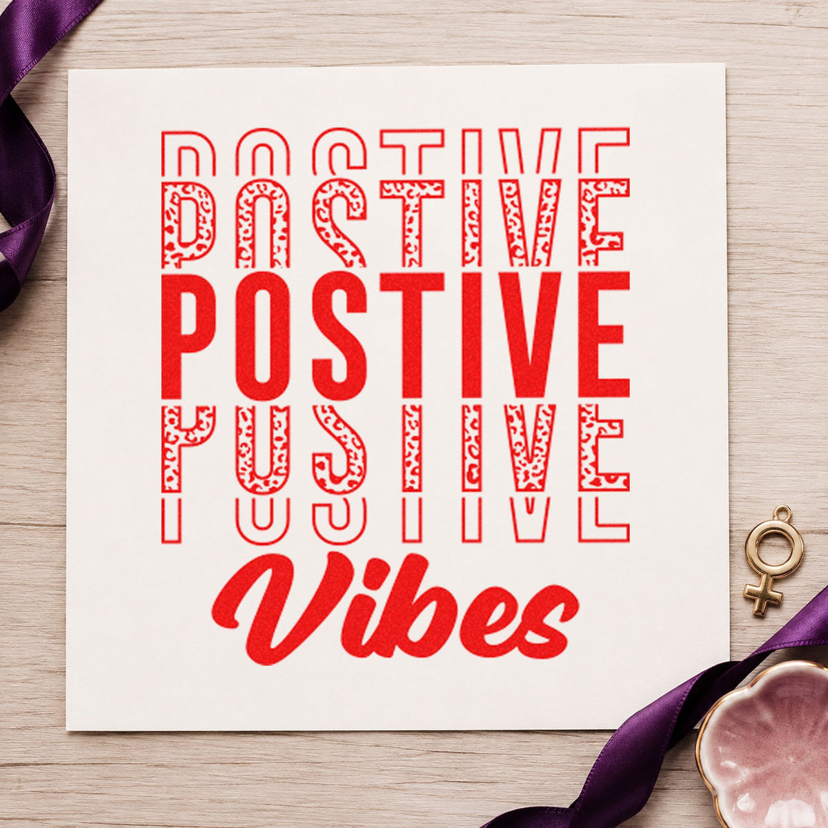 Positive Vibes Repeated Lettering Stamp – PSI Pre-Inked in use 8