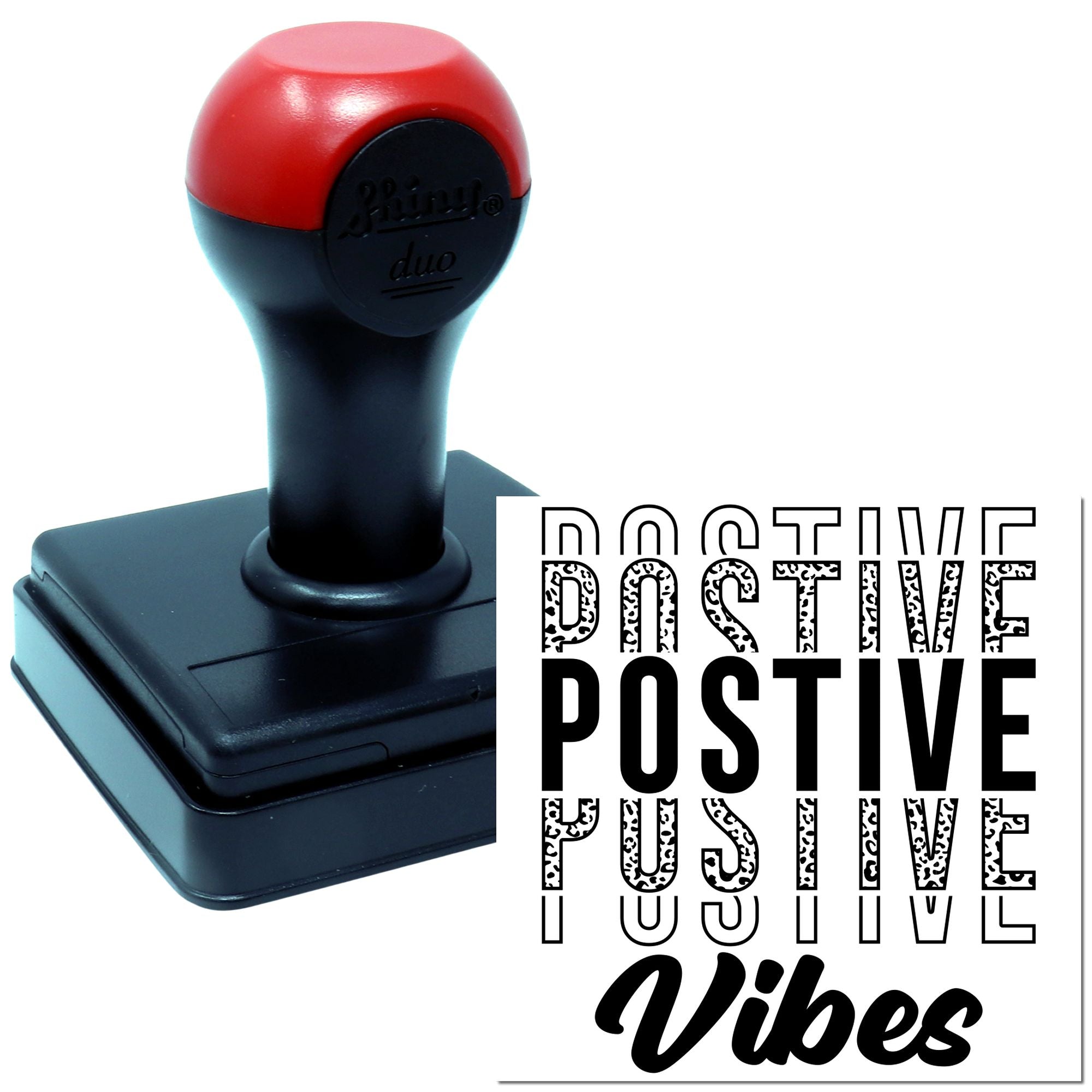 Positive Vibes self-inking rubber stamp for crafting, journaling, and motivational business branding.