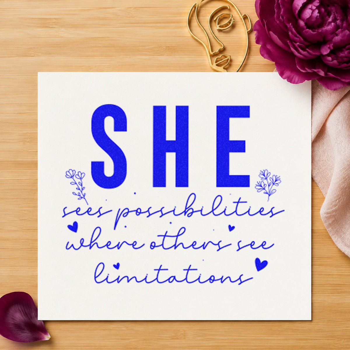 She Sees Possibilities Limitations Stamp – Self-Inking in use 5
