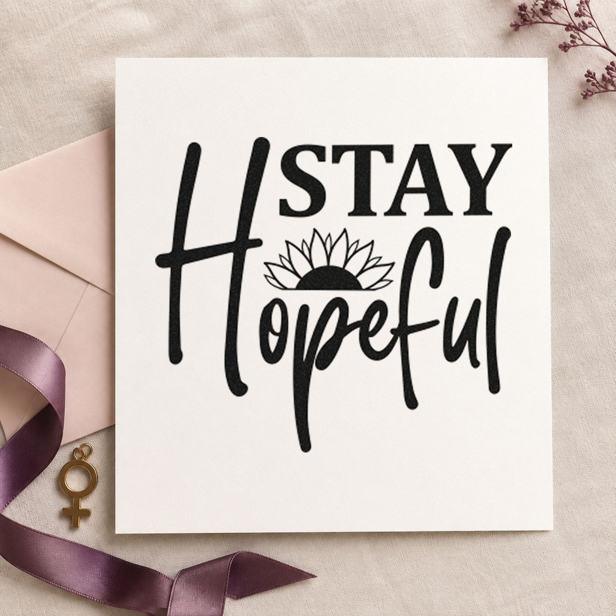 Stay Hopeful Sunflower Word Art Rubber Stamp – Wood Handle in use 9