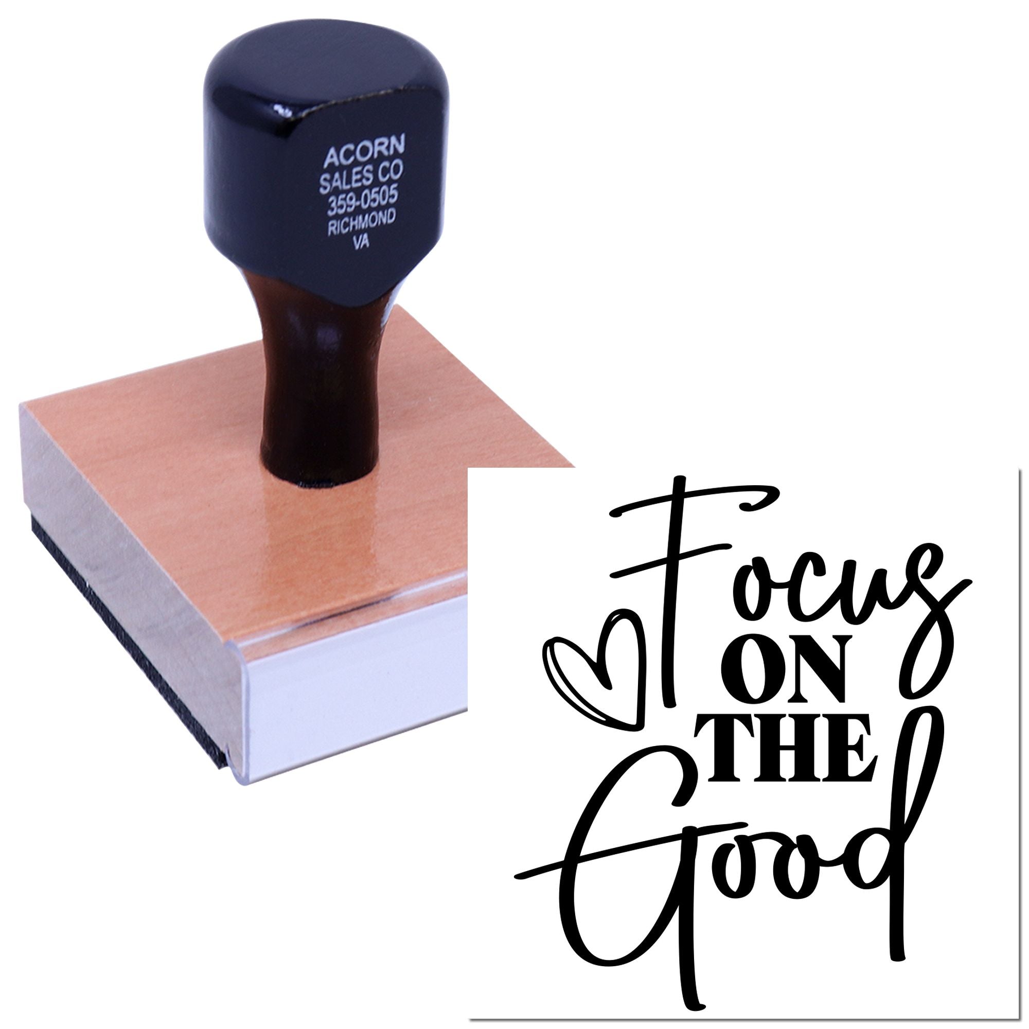 Custom rubber stamp with Focus on the Good design for crafting, journaling, and DIY paper projects.