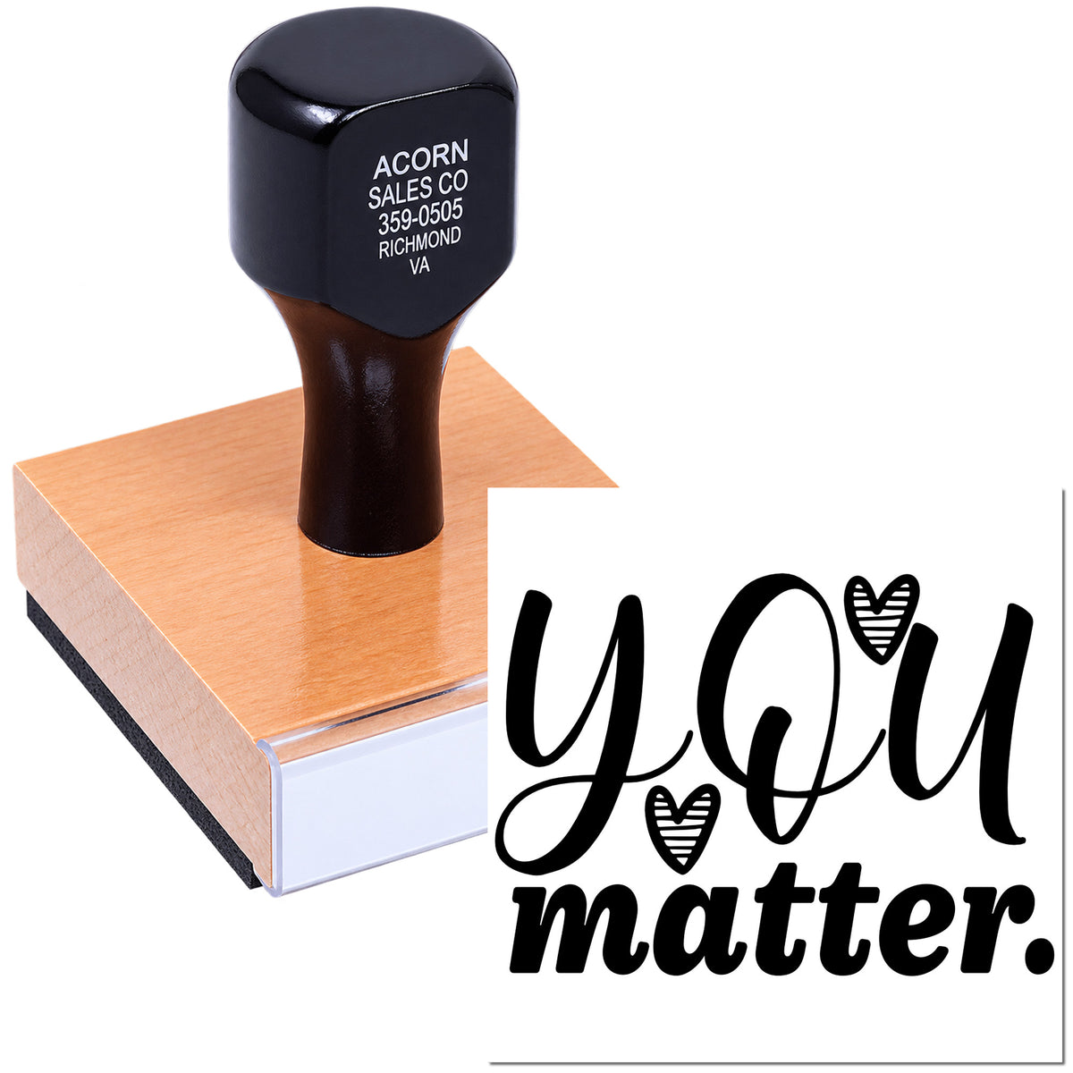 Custom rubber stamp with you matter message for encouragement notes, teacher rewards, and small business packaging.