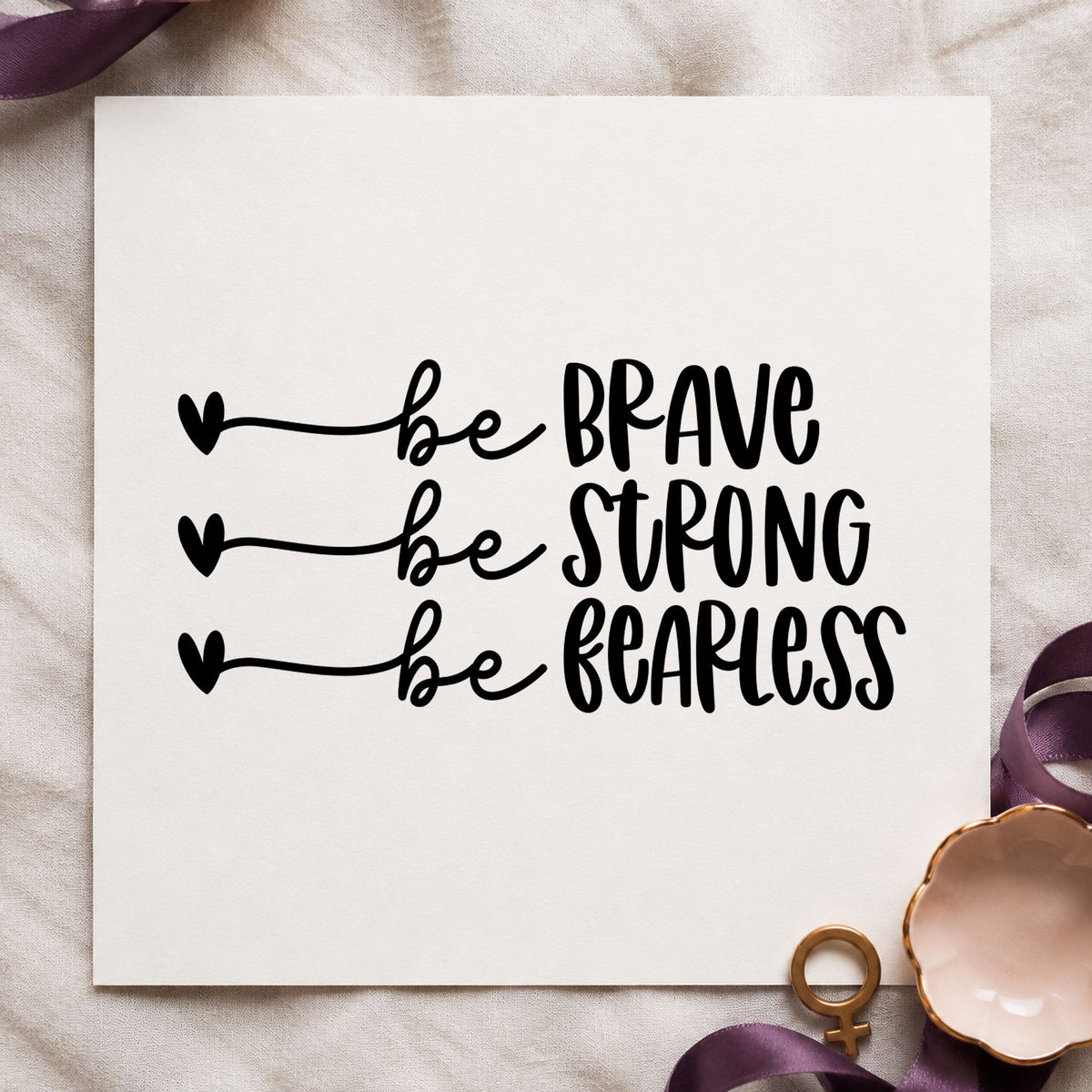 Brave Strong Fearless Hearts Slim Pre-Inked Stamp in use 3