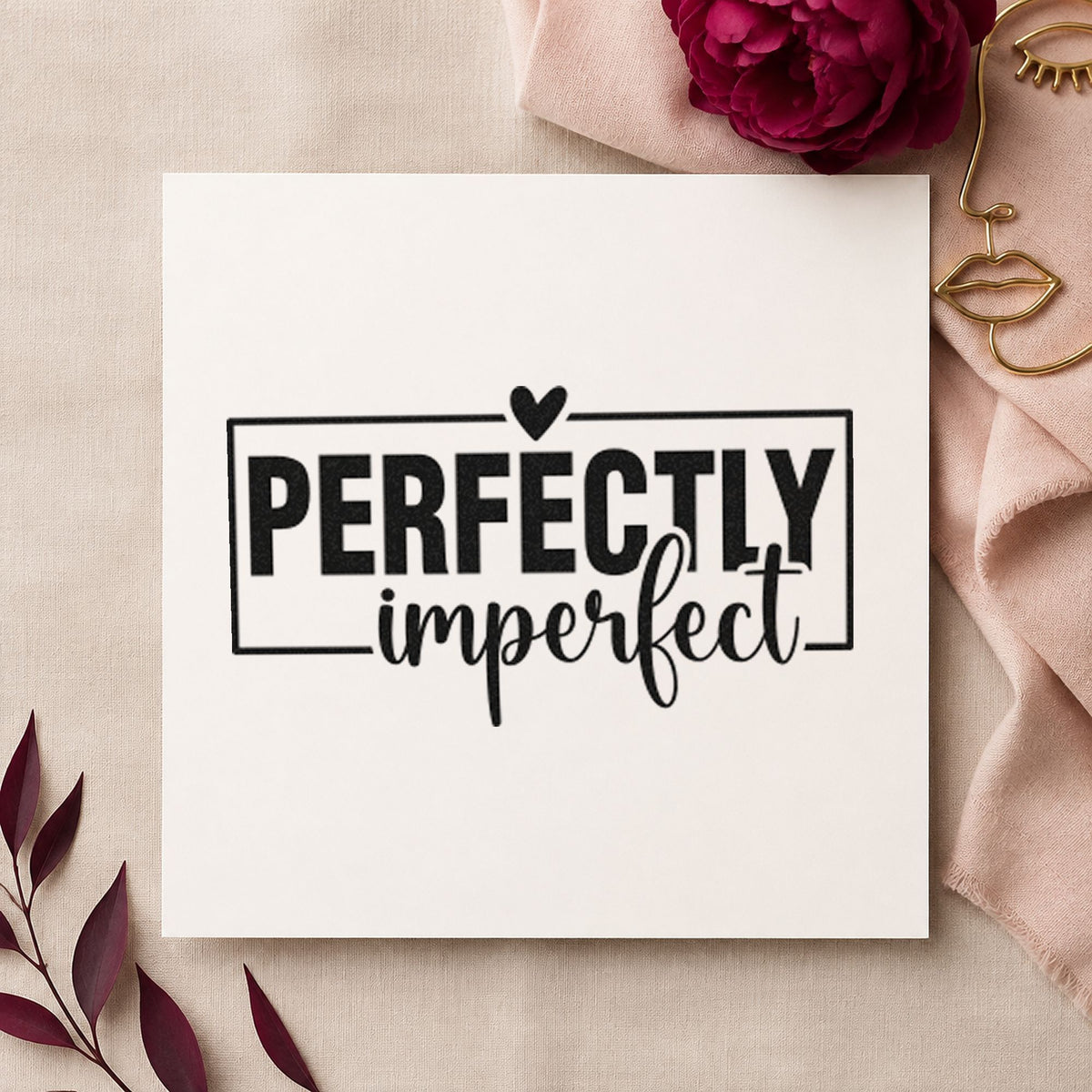 Perfectly Imperfect Heart Frame rubber stamp printed in black ink, ready for top heart cards and similar paper crafts.