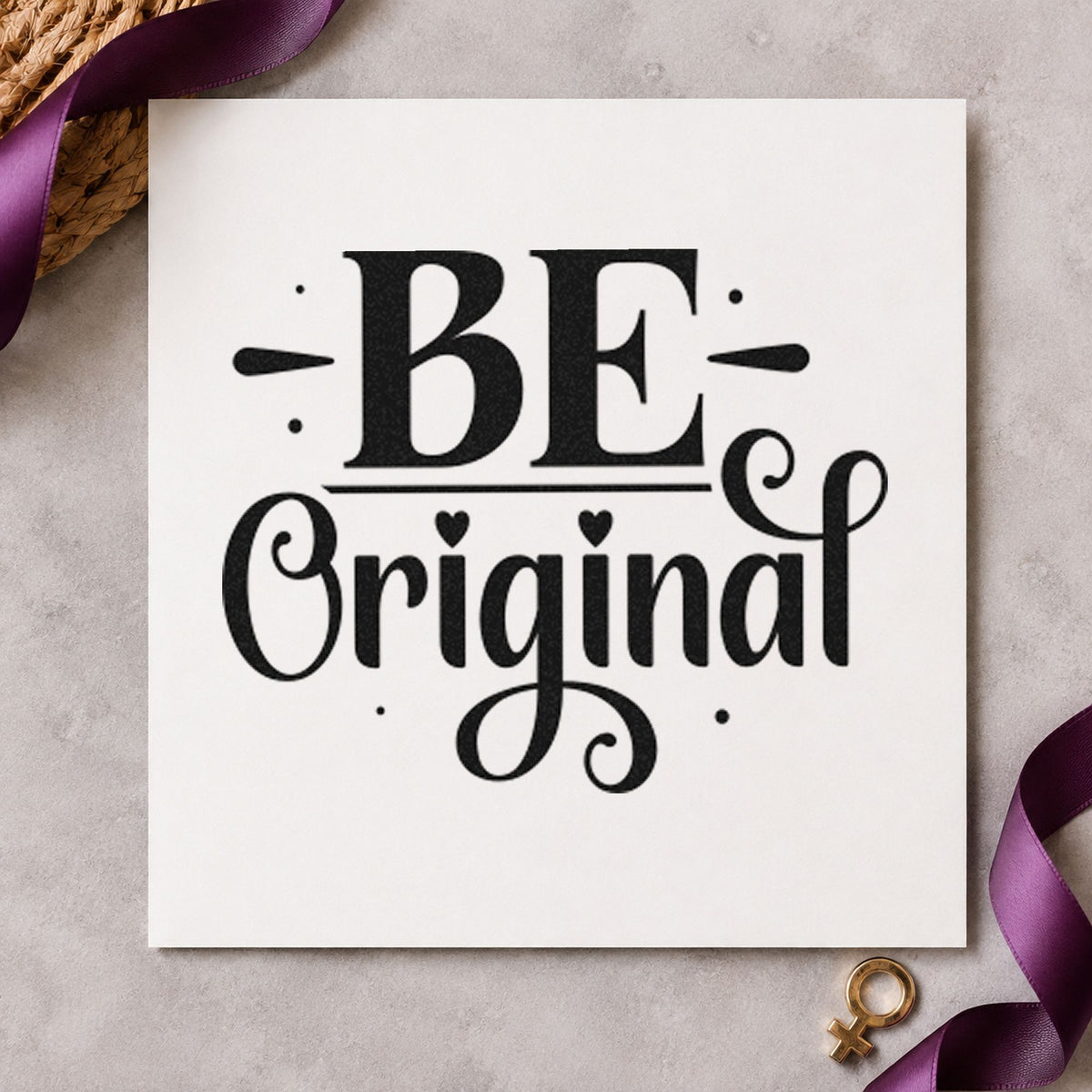 Be Original Decorative Lettering craft stamp in black ink on cardstock, an easy option for sign album page.
