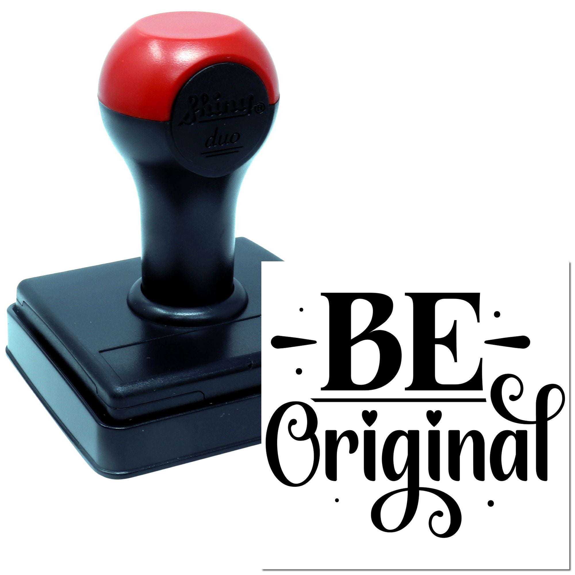 Custom self-inking rubber stamp with Be Original text design for branding, crafts, and personalized stamping.