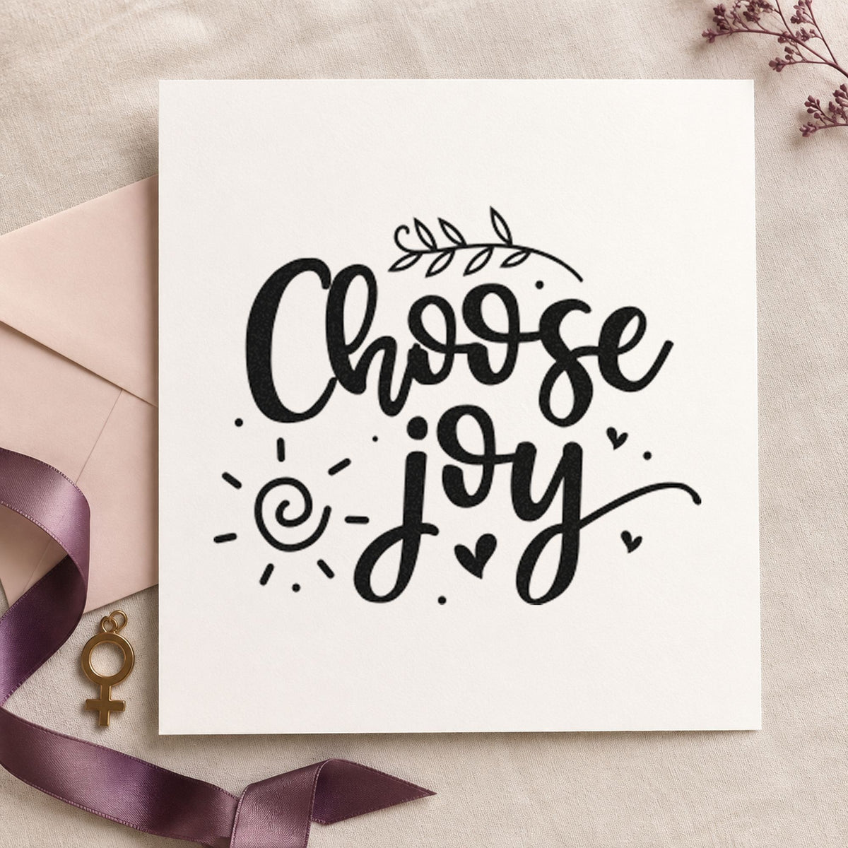 Choose Joy Leafy Script Wood Handle Stamp in use 10