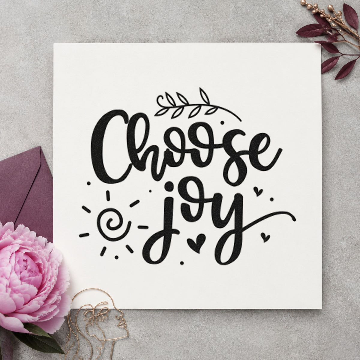Choose Joy Leafy Script Wood Handle Stamp in use 3