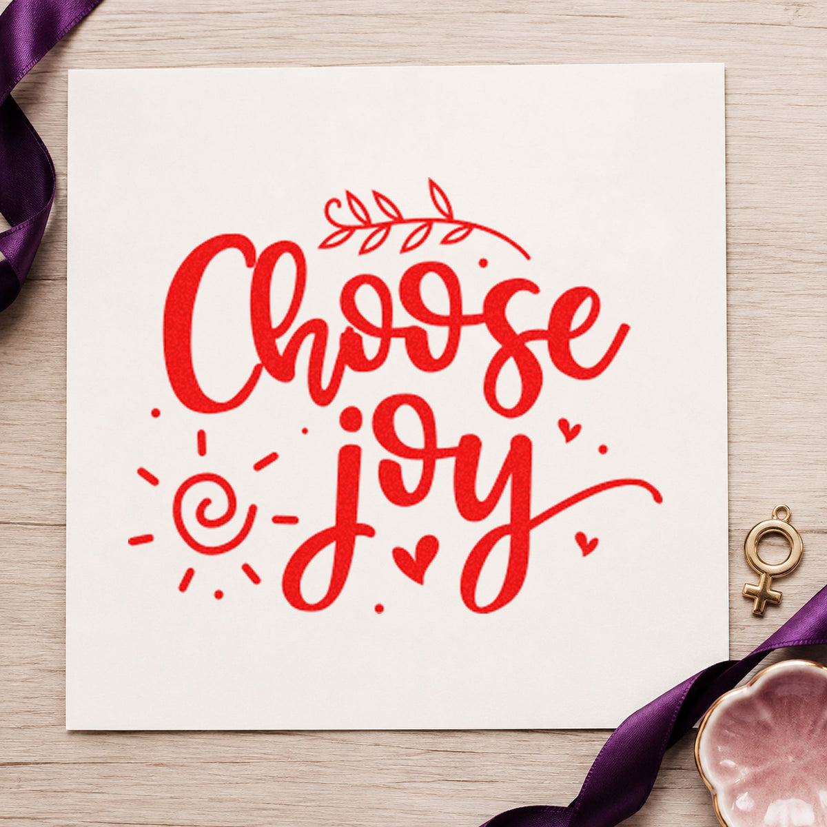Choose Joy Leafy Script Wood Handle Stamp in use 7
