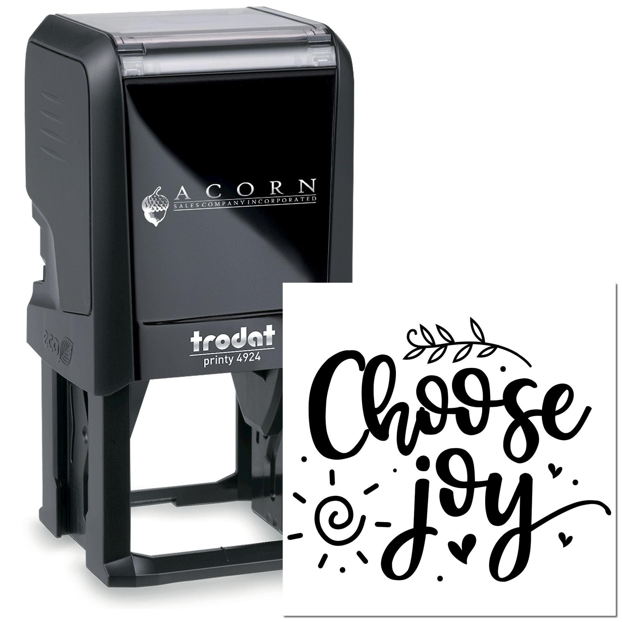 Custom self-inking Trodat Printy 4924 rubber stamp with Choose Joy design for personalized crafting and branding