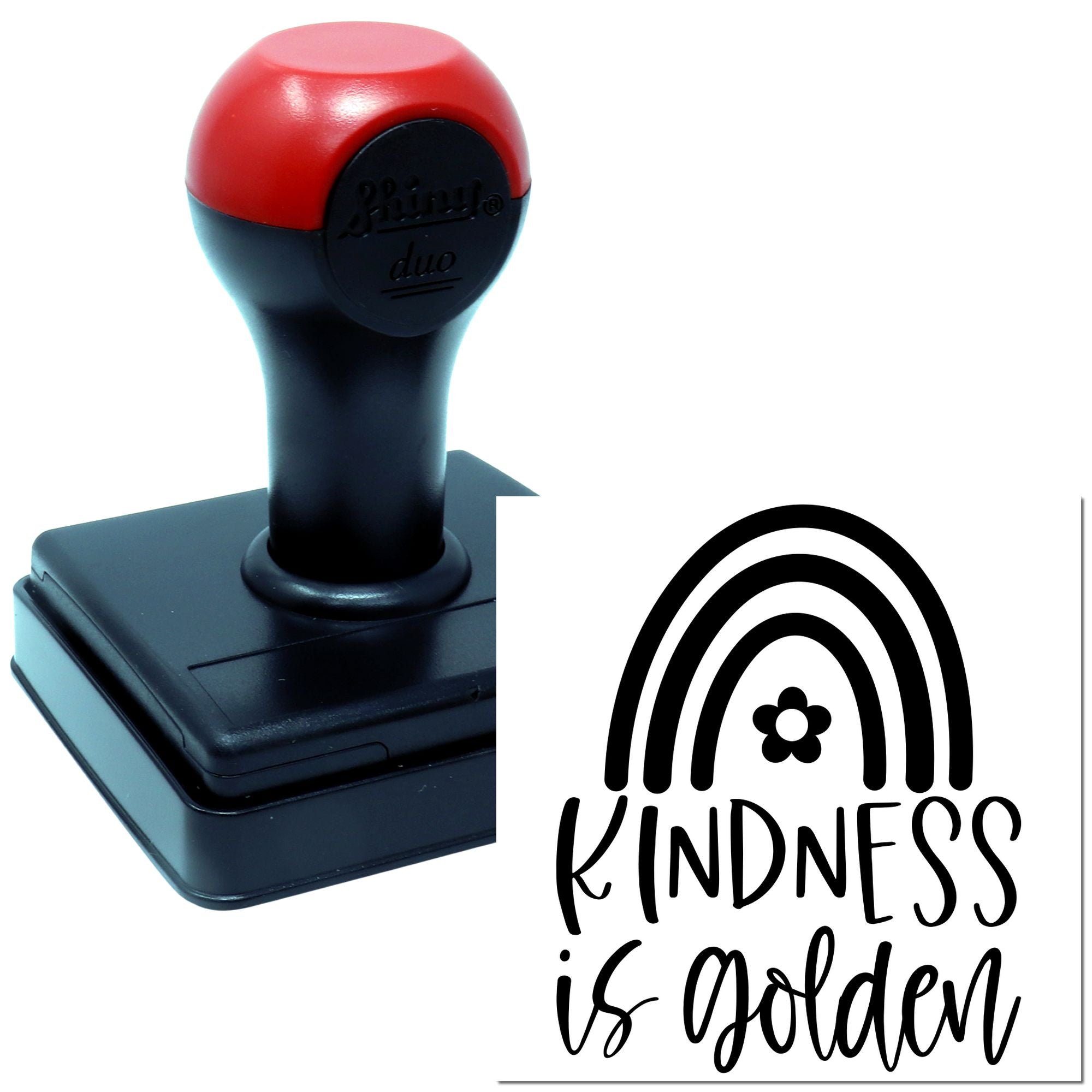 Self-inking rubber stamp with Kindness is Golden rainbow design for crafts, cards, and inspirational branding