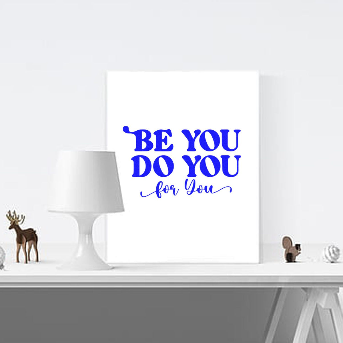 Be You Do You rubber stamp shown in blue ink, stamped for projects such as senior year album page.