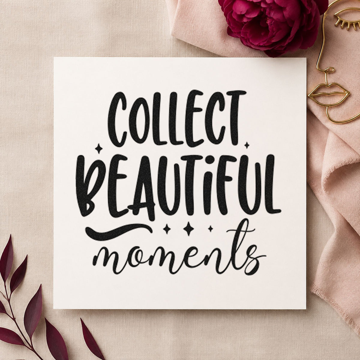 Collect Beautiful Moments Flourish rubber stamp printed in black ink, ready for diamond flourish cards and similar paper crafts.