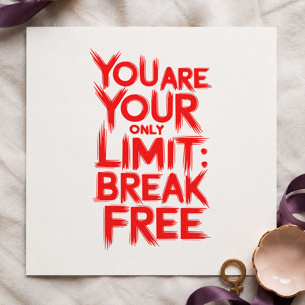 Your Only Limit Free craft stamp imprint in red ink on a handmade project, one idea being safety brief cards.