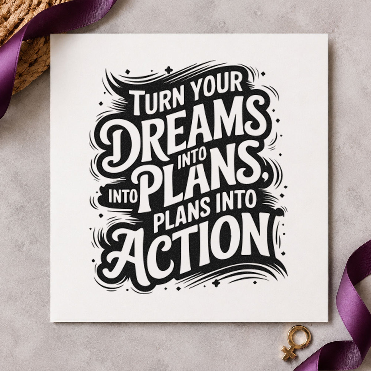 Dreams Plans Action Ornate Lettering Stamp – Self-Inking in use 4