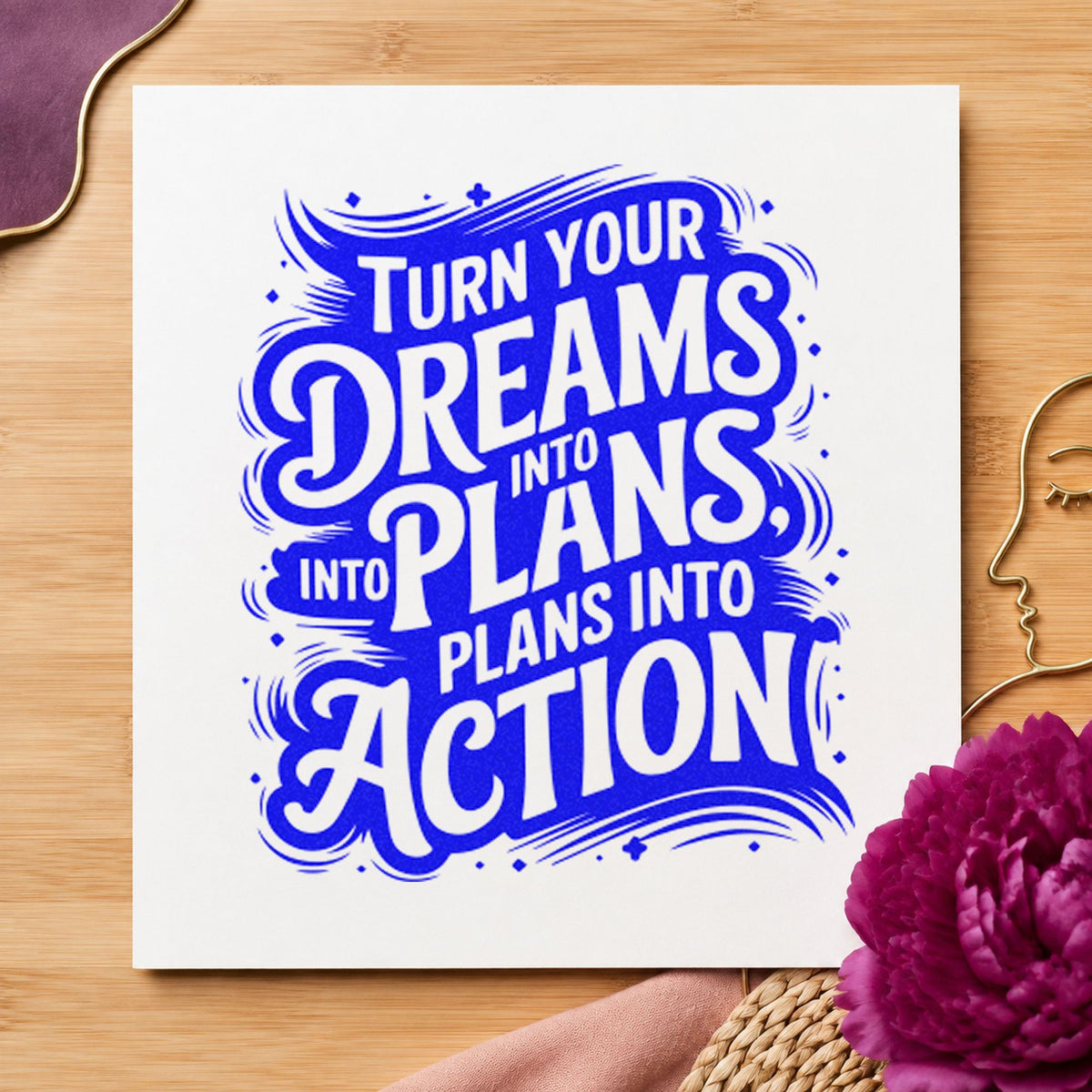Dreams Plans Action Ornate Lettering Stamp – Self-Inking in use 5