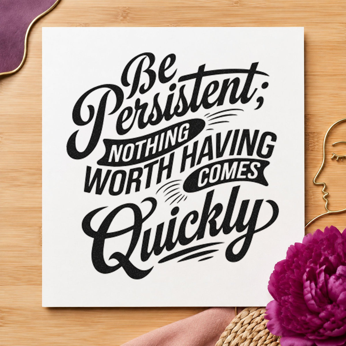 Be Persistent Nothing Worth Having Comes Quickly Pre-Inked Stamp – Slim in use 9