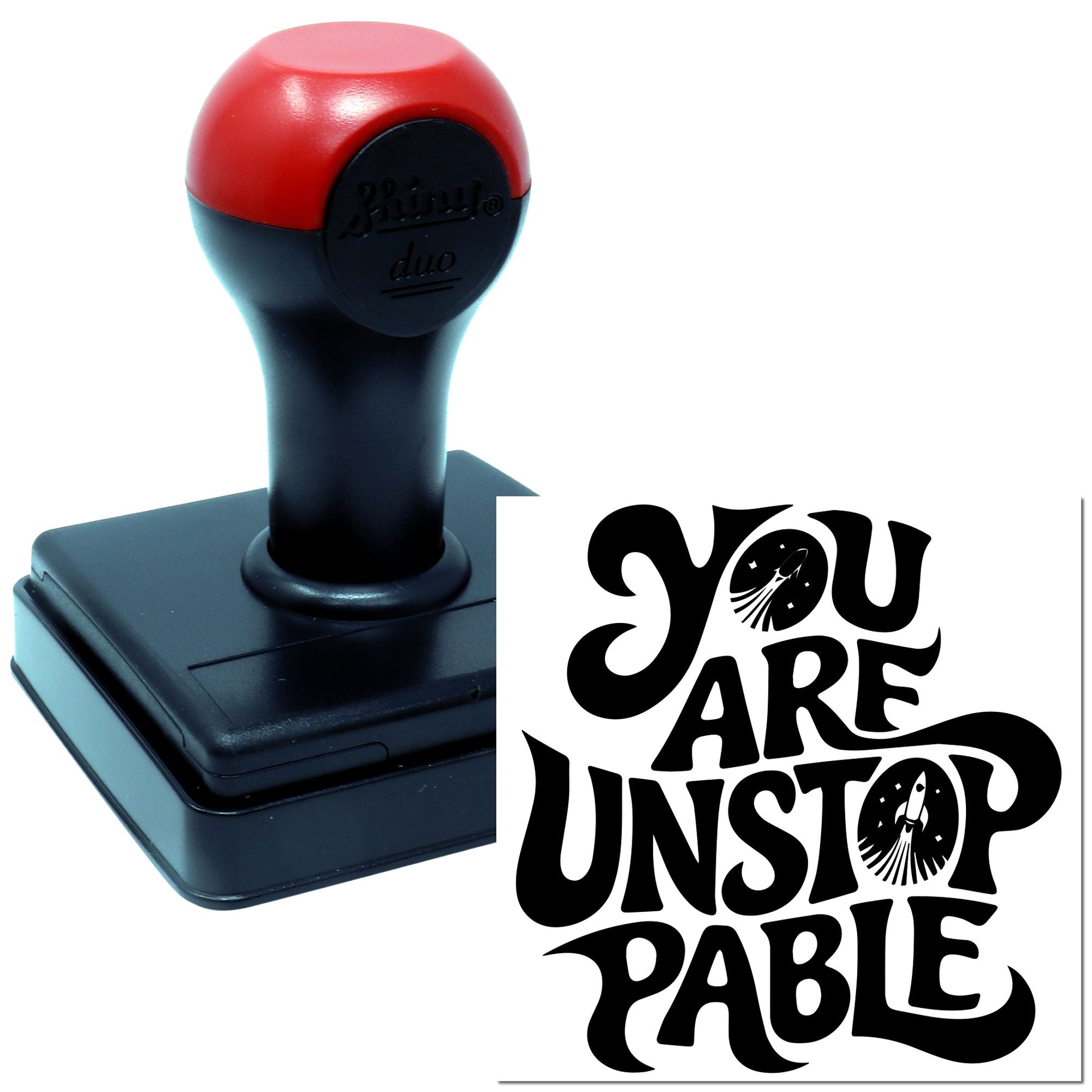 Custom rubber stamp with You Are Unstoppable inspirational design for branding, crafts, and motivational messaging.