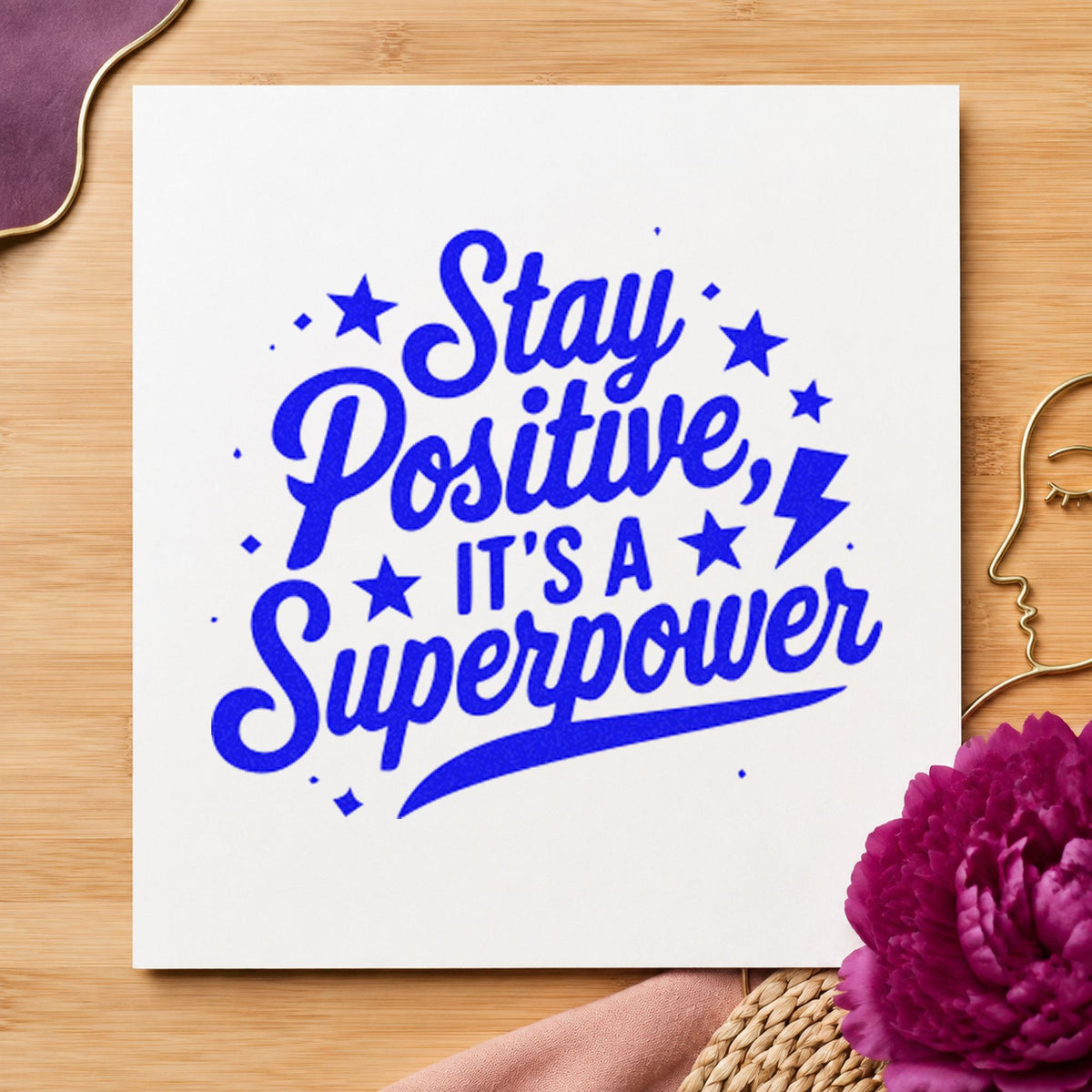 Stay Positive Superpower Stars Stamp – Duo Hand in use 6