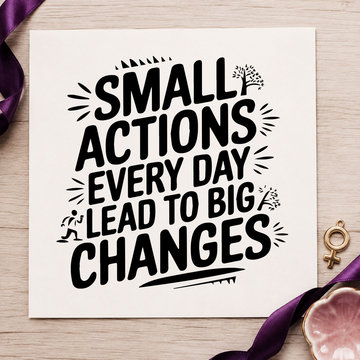 Small Actions Big Changes Wood Handle Stamp in use 10